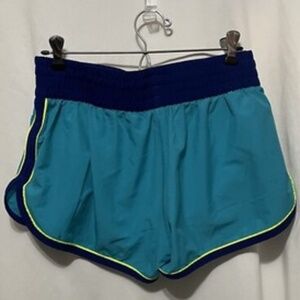 Under Armour womens Size M running Shorts HeatGear Blue / Lime High-waist